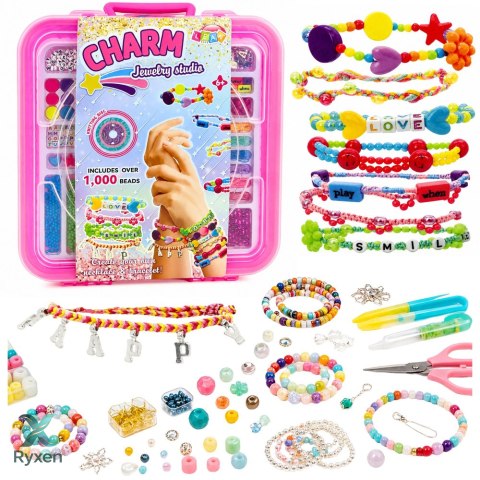 Zestaw Do Tworzenia Biżuterii w Walizce Koraliki Zawieszki Literki 1000 el. LEAN TOYS