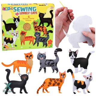 Zestaw Kreatywny Pluszaki Do Szycia Filcowe Maskotki Kotki DIY 6 szt. LEAN TOYS