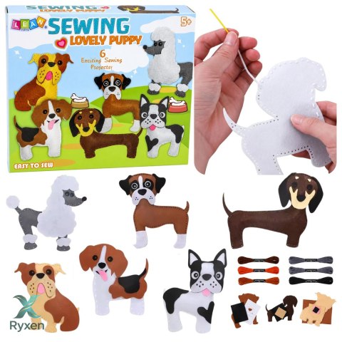 Zestaw Kreatywny Pluszaki Do Szycia Filcowe Maskotki Pieski DIY 6 szt. LEAN TOYS