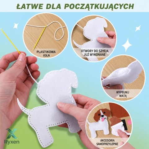 Zestaw Kreatywny Pluszaki Do Szycia Filcowe Maskotki Pieski DIY 6 szt. LEAN TOYS