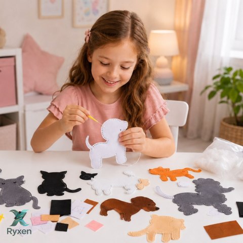 Zestaw Kreatywny Pluszaki Do Szycia Filcowe Maskotki Pieski DIY 6 szt. LEAN TOYS