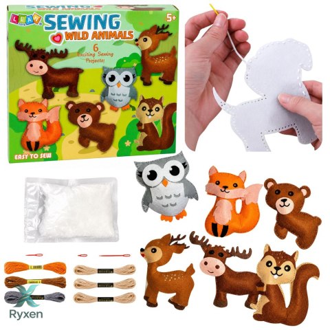 Zestaw Kreatywny Pluszaki Do Szycia Filcowe Zwierzęta Leśne DIY 6 szt. LEAN TOYS