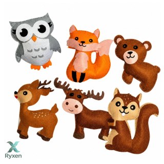 Zestaw Kreatywny Pluszaki Do Szycia Filcowe Zwierzęta Leśne DIY 6 szt. LEAN TOYS