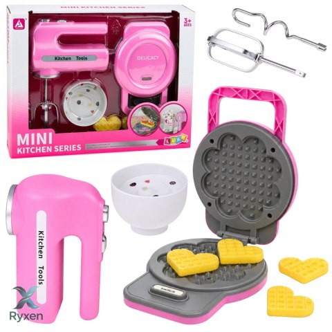 Zestaw Kuchenny Gofrownica Mikser Wymienne Końcówki Światła Dźwięki Różowy LEAN TOYS