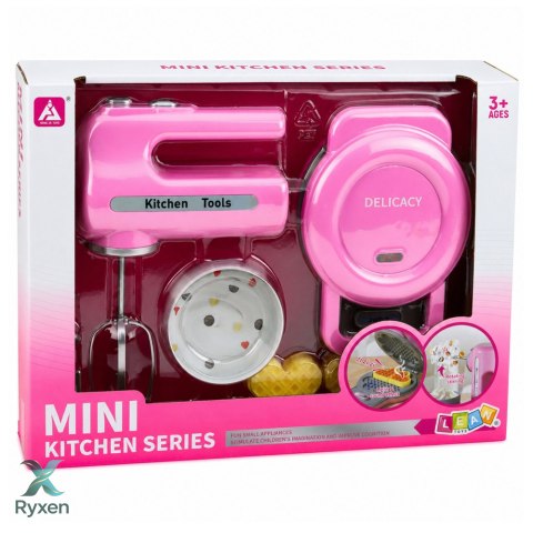 Zestaw Kuchenny Gofrownica Mikser Wymienne Końcówki Światła Dźwięki Różowy LEAN TOYS