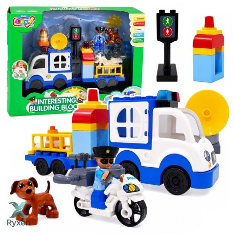 Zestaw Miejski Policyjny Samochód Z Napędem Klocki Figurki Akcesoria LEAN TOYS