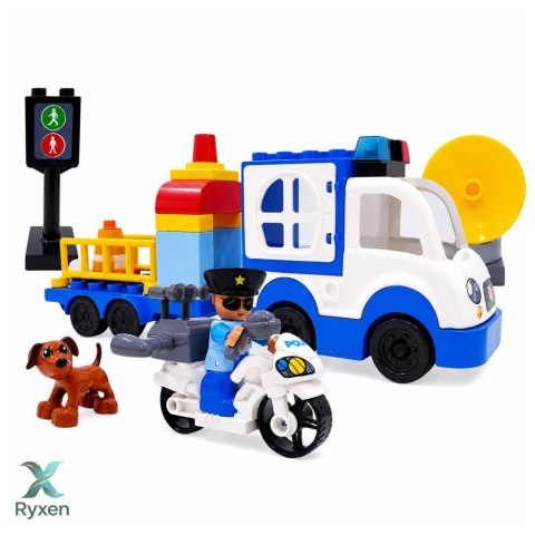 Zestaw Miejski Policyjny Samochód Z Napędem Klocki Figurki Akcesoria LEAN TOYS