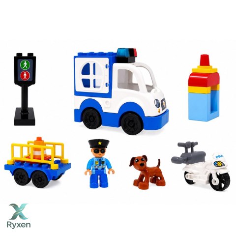 Zestaw Miejski Policyjny Samochód Z Napędem Klocki Figurki Akcesoria LEAN TOYS