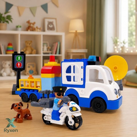 Zestaw Miejski Policyjny Samochód Z Napędem Klocki Figurki Akcesoria LEAN TOYS