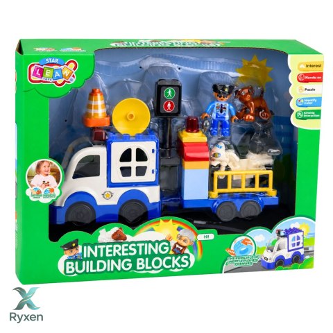 Zestaw Miejski Policyjny Samochód Z Napędem Klocki Figurki Akcesoria LEAN TOYS