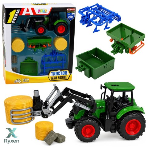 Zestaw Rolniczy Traktor z Chwytakiem Do Bel Przyczepy Rolnicze Siano 1:24 LEAN TOYS