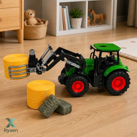 Zestaw Rolniczy Traktor z Chwytakiem Do Bel Przyczepy Rolnicze Siano 1:24 LEAN TOYS