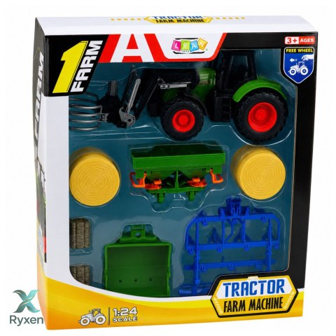 Zestaw Rolniczy Traktor z Chwytakiem Do Bel Przyczepy Rolnicze Siano 1:24 LEAN TOYS
