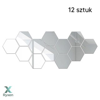 AG543D Naklejki lustro sześciokąty 12szt ATL