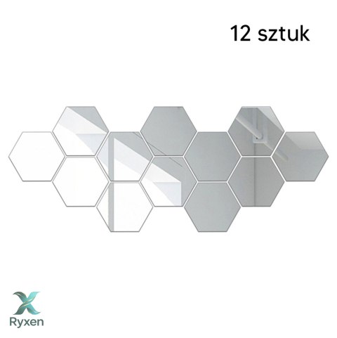 AG543D Naklejki lustro sześciokąty 12szt ATL
