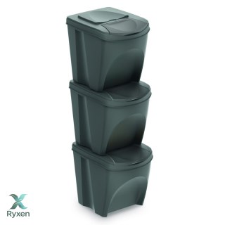 Zestaw koszy do segregacji Sortibox 3x25L szary Prosperplast