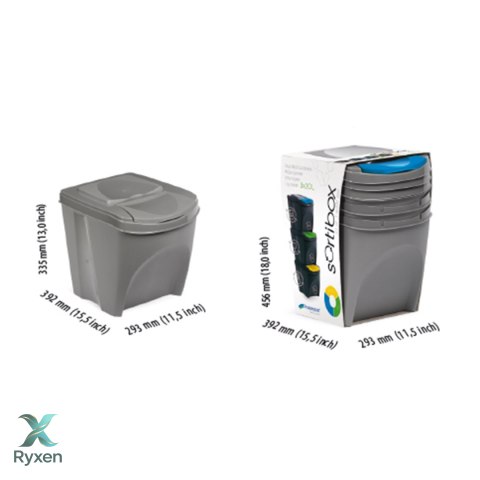 Zestaw koszy do segregacji Sortibox 3x25L szary Prosperplast