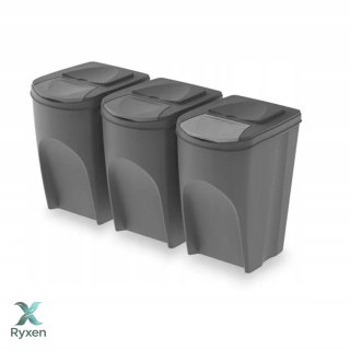 Zestaw koszy do segregacji Sortibox 3x35L szare Prosperplast
