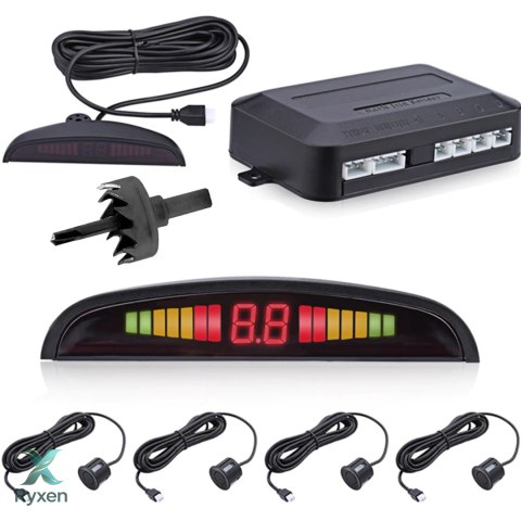 4 czujniki parkowania cofania led lcd przód tył RTO