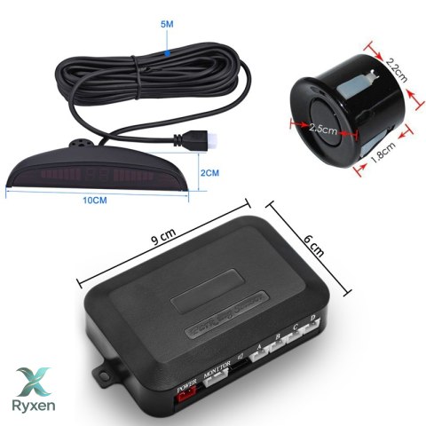 4 czujniki parkowania cofania led lcd przód tył RTO