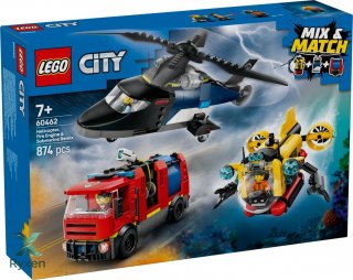 Klocki city 60462 zestaw z helikopterem, wozem strażackim i łodzią LEGO