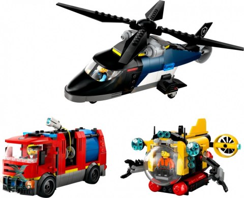 Klocki city 60462 zestaw z helikopterem, wozem strażackim i łodzią LEGO