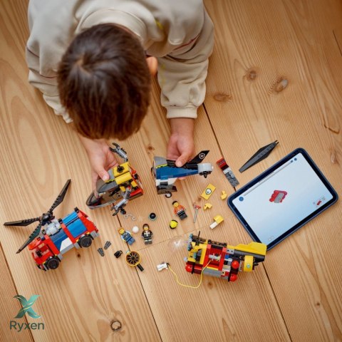 Klocki city 60462 zestaw z helikopterem, wozem strażackim i łodzią LEGO