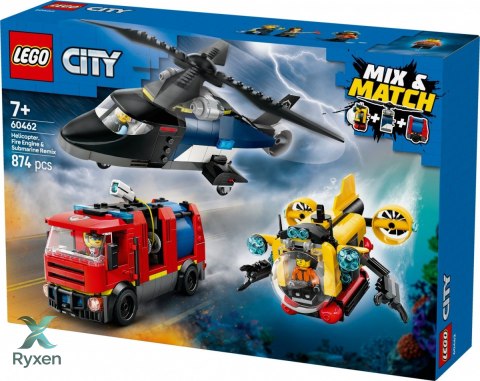 Klocki city 60462 zestaw z helikopterem, wozem strażackim i łodzią LEGO