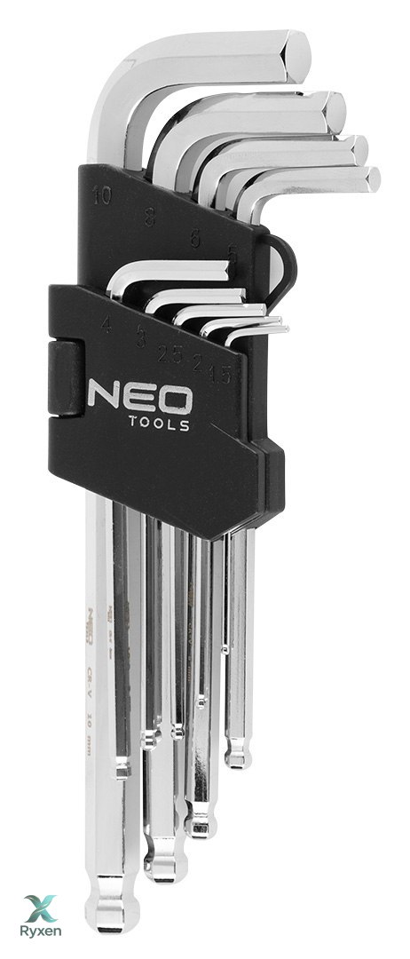 Klucze sześciokątne z końcówką kulistą, zestaw 9 szt. NEO TOOLS