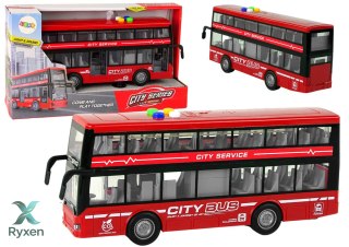 Autobus Piętrowy Na Baterie Światła Dźwięki Napęd Frykcyjny Czerwony 1:16 LEAN TOYS