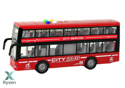 Autobus Piętrowy Na Baterie Światła Dźwięki Napęd Frykcyjny Czerwony 1:16 LEAN TOYS