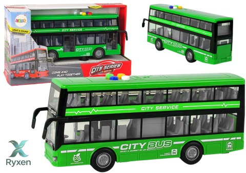 Autobus Piętrowy Na Baterie Światła Dźwięki Napęd Frykcyjny Zielony 1:16 LEAN TOYS
