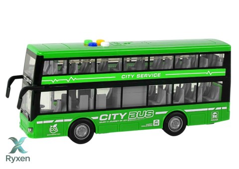 Autobus Piętrowy Na Baterie Światła Dźwięki Napęd Frykcyjny Zielony 1:16 LEAN TOYS