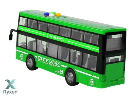 Autobus Piętrowy Na Baterie Światła Dźwięki Napęd Frykcyjny Zielony 1:16 LEAN TOYS