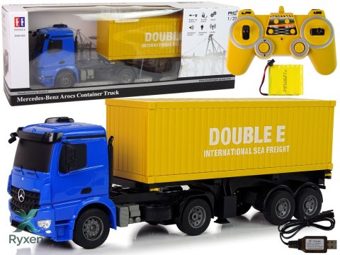 Duża Ciężarówka R/C Mercedes Arocs Niebieska 1:20 Kontener 58 cm Długości DOUBLE E