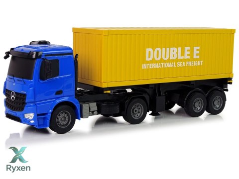 Duża Ciężarówka R/C Mercedes Arocs Niebieska 1:20 Kontener 58 cm Długości DOUBLE E