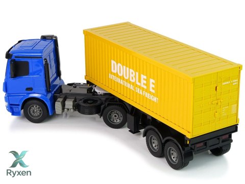 Duża Ciężarówka R/C Mercedes Arocs Niebieska 1:20 Kontener 58 cm Długości DOUBLE E