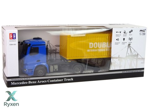 Duża Ciężarówka R/C Mercedes Arocs Niebieska 1:20 Kontener 58 cm Długości DOUBLE E
