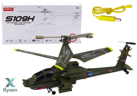 Helikopter Militarny Apache Zdalnie Sterowany RC Syma S109H Khaki LEAN TOYS