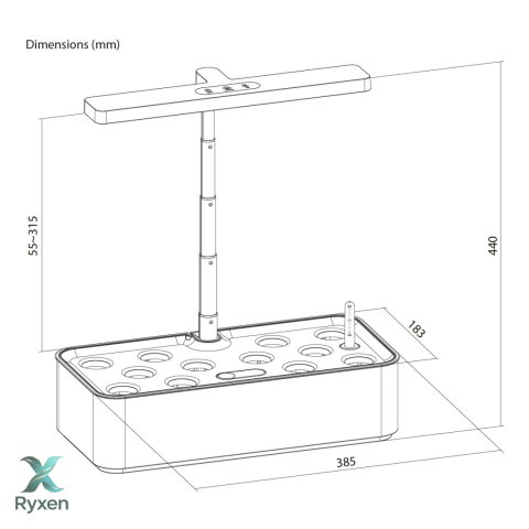Inteligentny System wewnętrznej uprawy roślin GreenBlue, doniczka SMART, pojemność 4L, 220-240V AC 50/60Hz 0.4A GB133 GreenBlue