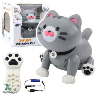 Interaktywny Robot Kotek Zdalnie Sterowany RC Pilot Szary LEAN TOYS