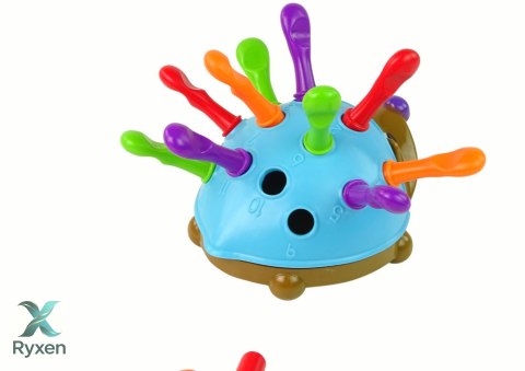 Jeżyk Układanka Niebieski Kolorowe Kolce LEAN TOYS
