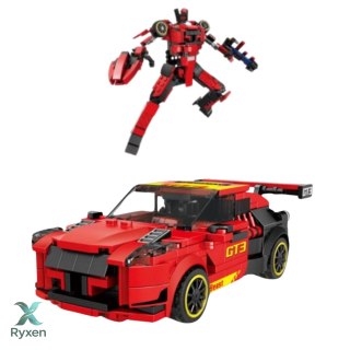 Klocki Konstrukcyjne Robot Auto 2w1 GT3 Czerwony 335 el. LEAN TOYS