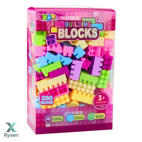 Klocki W Pudełku Edukacyjne Duże Budowlane Zestaw Kolorowe 230ele. LEAN TOYS