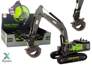 Koparka Gąsienicowa Chwytak Wiertnica Łyżka 1:55 Czarno-Zielona LEAN TOYS