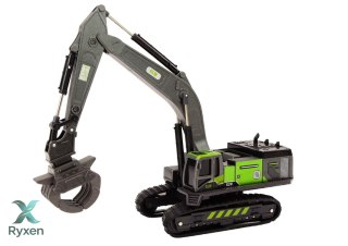 Koparka Gąsienicowa Chwytak Wiertnica Łyżka 1:55 Czarno-Zielona LEAN TOYS