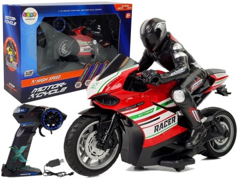 Motor Sportowy Ścigacz Zdalnie Sterowany 2.4G Zasięg 35 m Czerwony LEAN TOYS