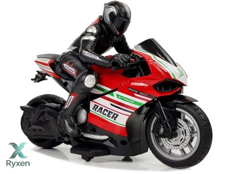 Motor Sportowy Ścigacz Zdalnie Sterowany 2.4G Zasięg 35 m Czerwony LEAN TOYS