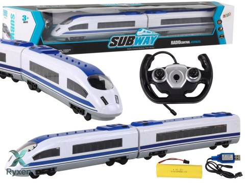 Pociąg Kolejka Zdalnie Sterowany 65 cm Światła R/C Biały LEAN TOYS