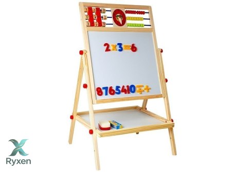 Tablica Drewniana Kredowa Liczydło Zegar Liczby na Magnes LEAN TOYS